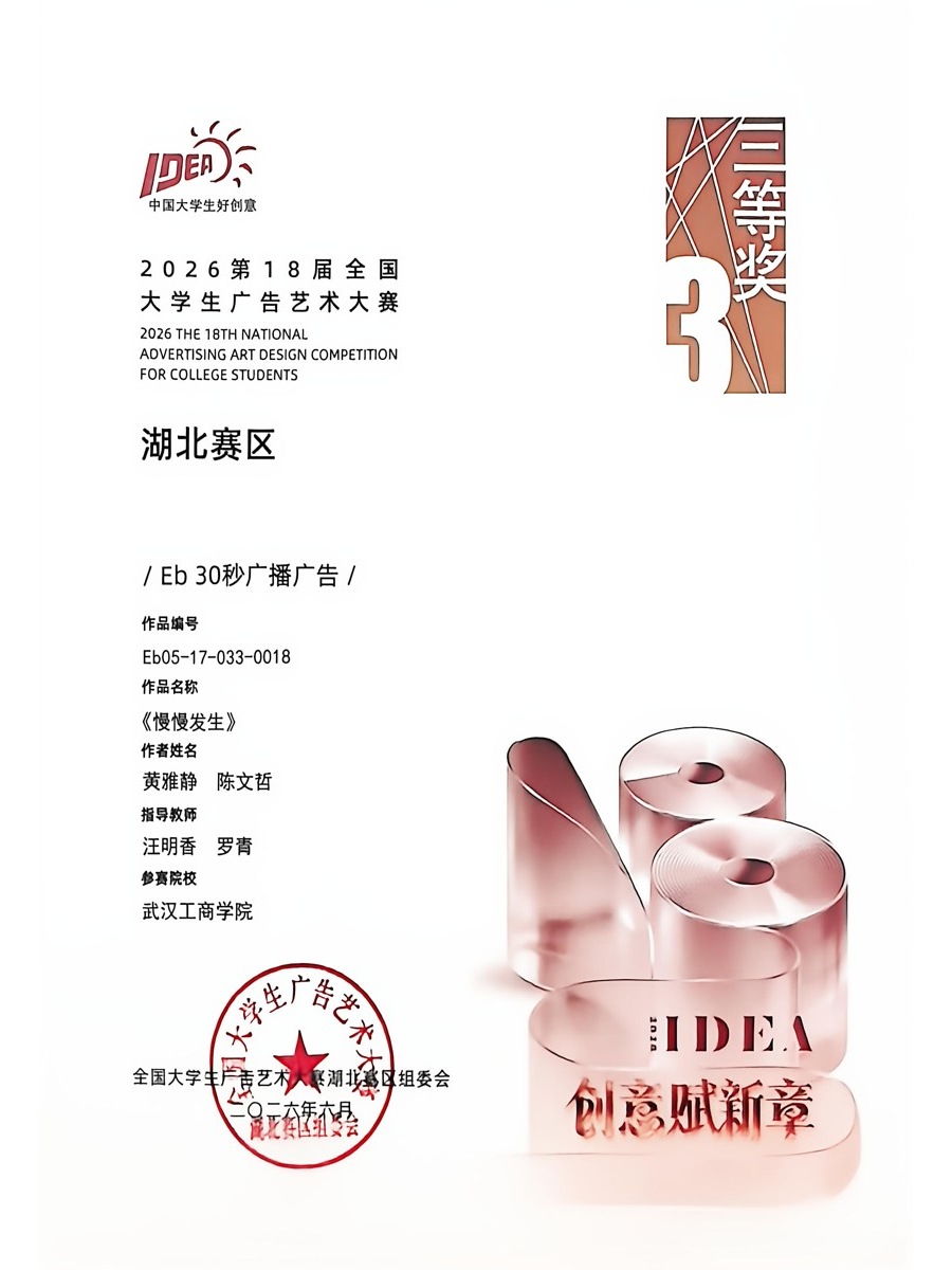 湖北赛区三等奖《慢慢发生》